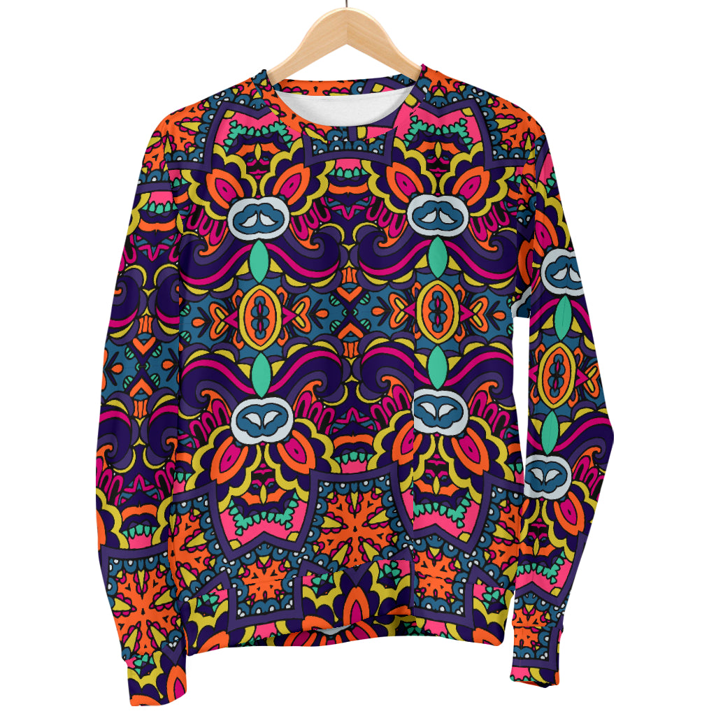 Ethnic Flower Style Print Pattern Women Long Sleeve Sweatshirt
