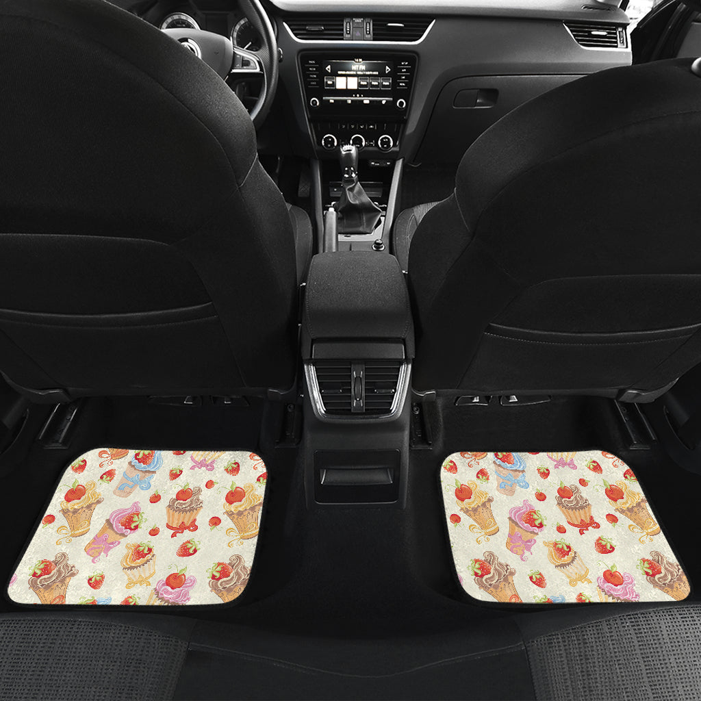 Cupcakes Strawberry Cherry Print Car Floor Mats Front Back