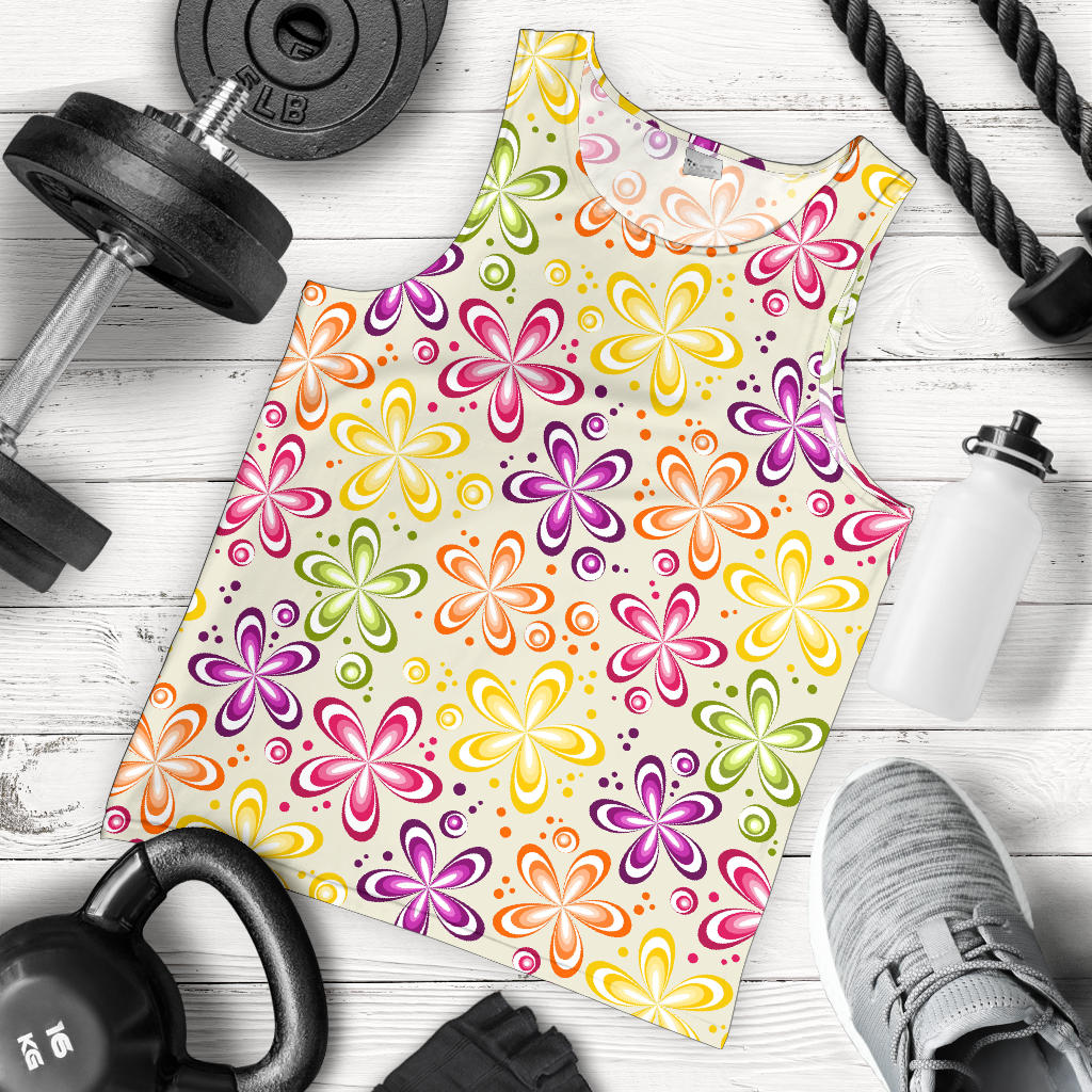 Flower Power Colorful Design Print Men Tank Top