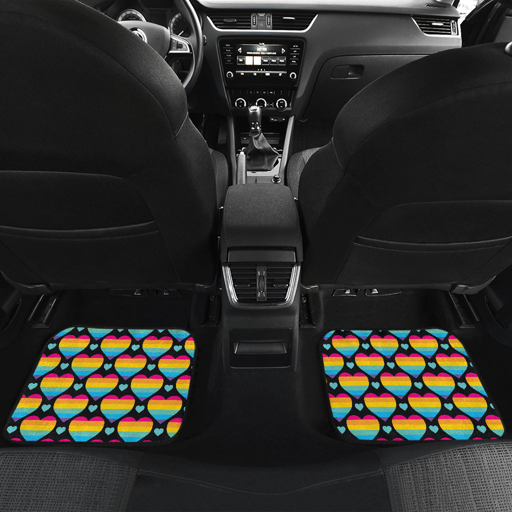 Rainbow Heart Print Pattern Car Floor Mats Front Back