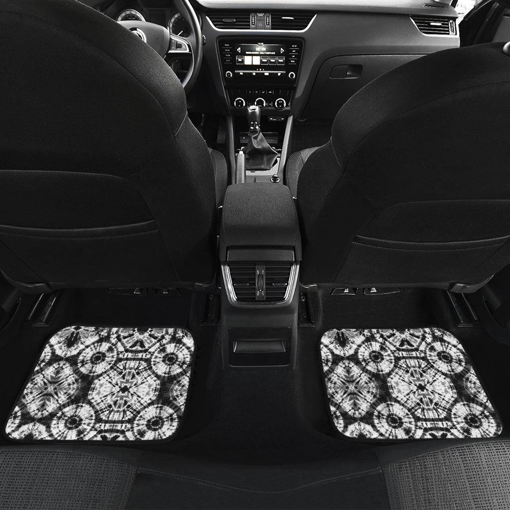 Tie Dye Black White Design Print Car Floor Mats Front Back