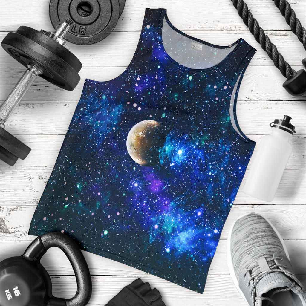 Galaxy Stardust Planet Space Print Men Tank Top