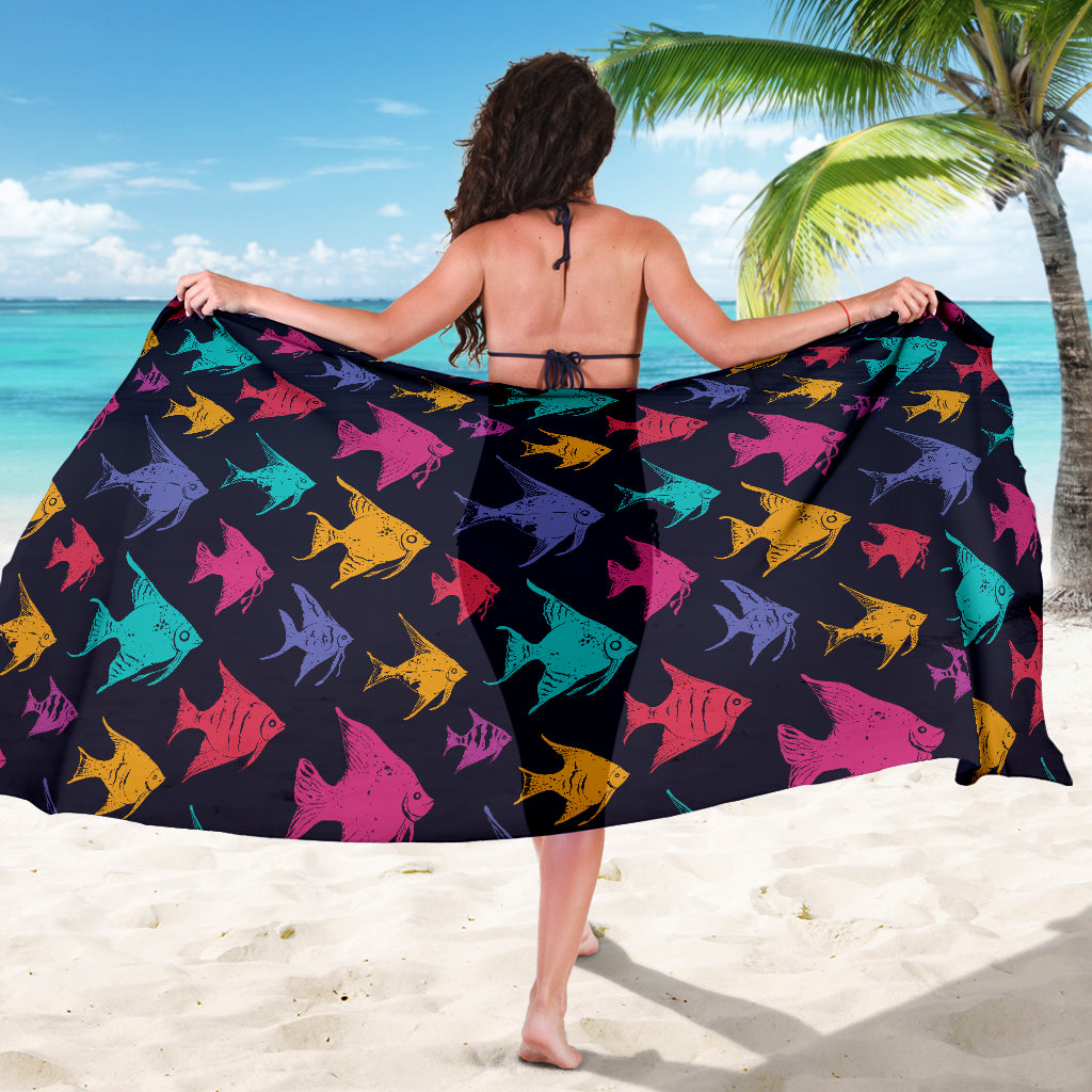 Angelfish Colorful Pattern Print Design 03 Sarong Pareo Wrap