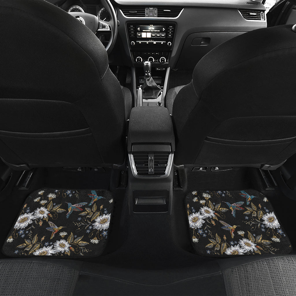 Hummingbird with Embroidery Themed Print Car Floor Mats Front Back