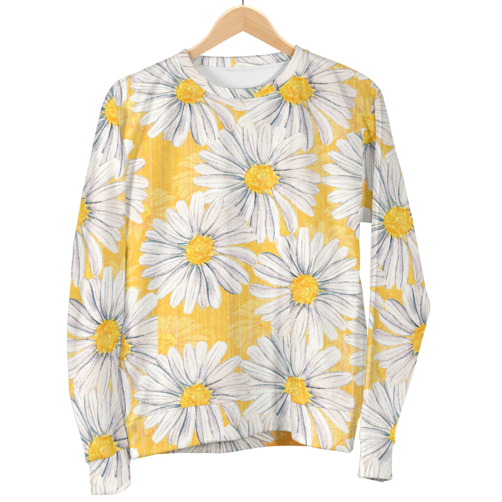 Daisy Yellow Watercolor Print Pattern Men Long Sleeve Sweatshirt