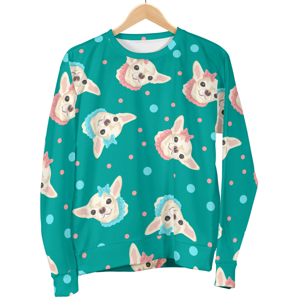 Chihuahua Polka Dot Pattern Men Long Sleeve Sweatshirt