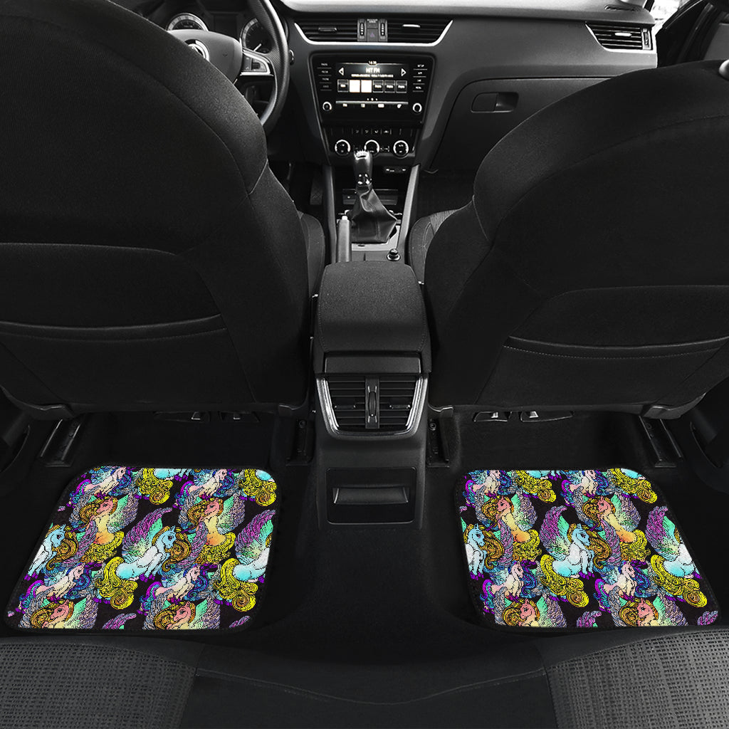 Unicorn With Wings Print Pattern Car Floor Mats Front Back