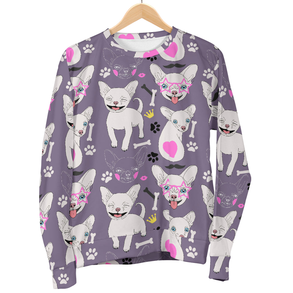 Chihuahua Happy Pattern Women Long Sleeve Sweatshirt