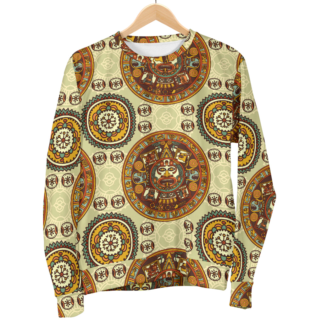 Calendar Aztec Themed Print Pattern Women Long Sleeve Sweatshirt