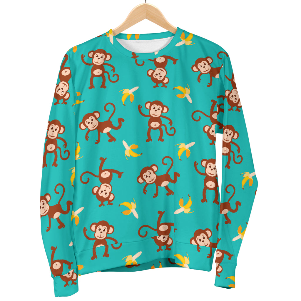Monkey Banana Design Themed Print Women Long Sleeve Sweatshirt