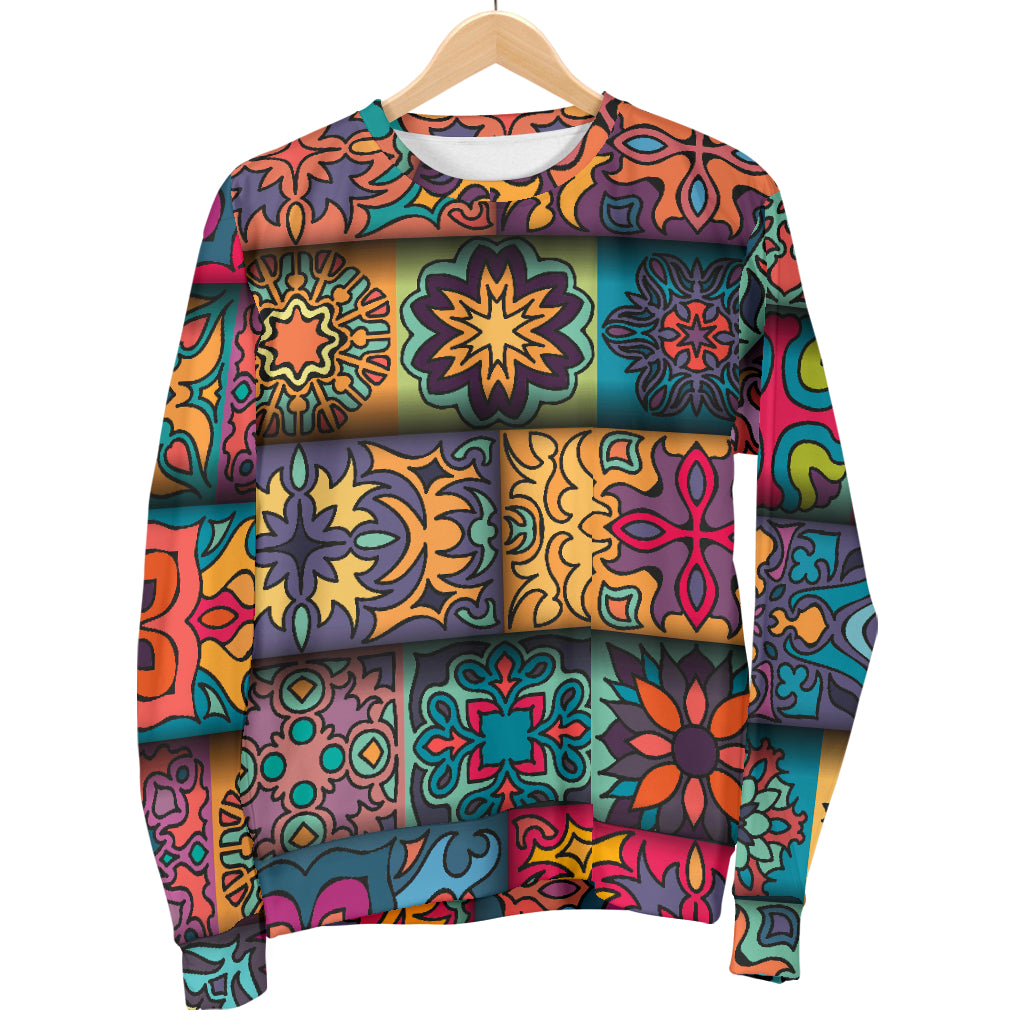 Mandala Style Design Print Men Long Sleeve Sweatshirt