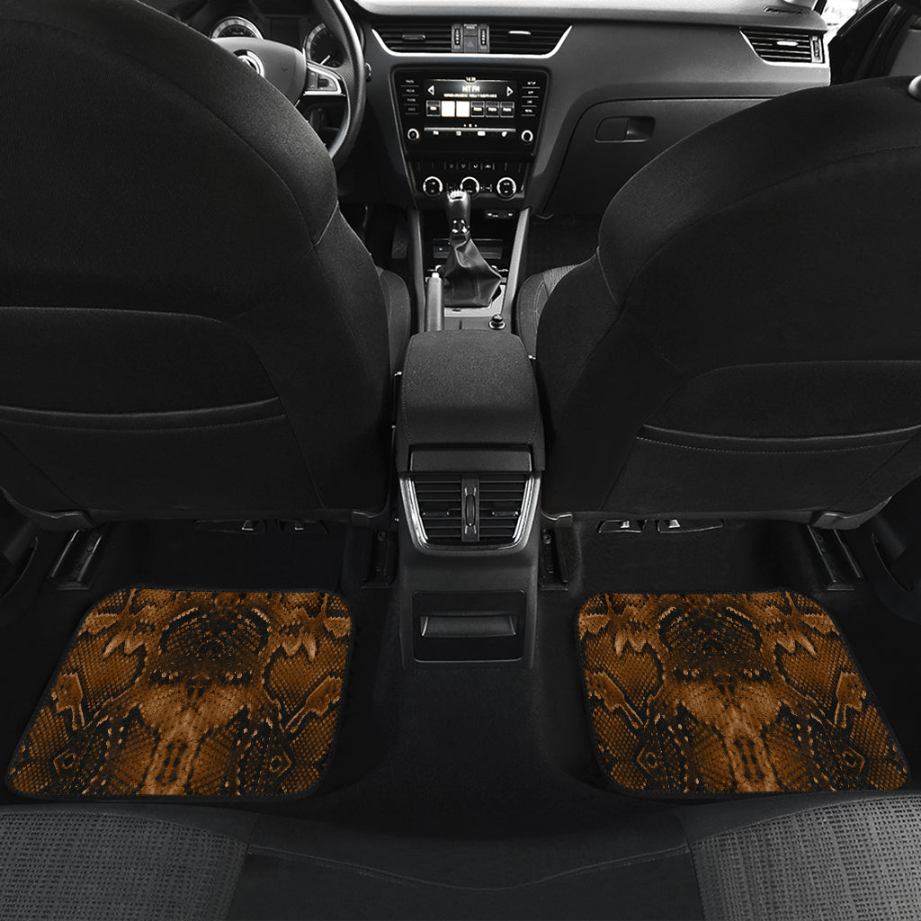 Snake Skin Brown Print Car Floor Mats Front Back