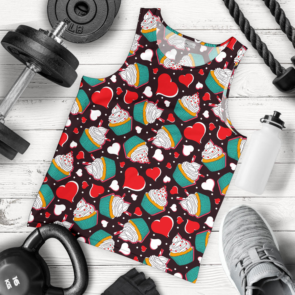 Cupcakes Heart Print Pattern Men Tank Top