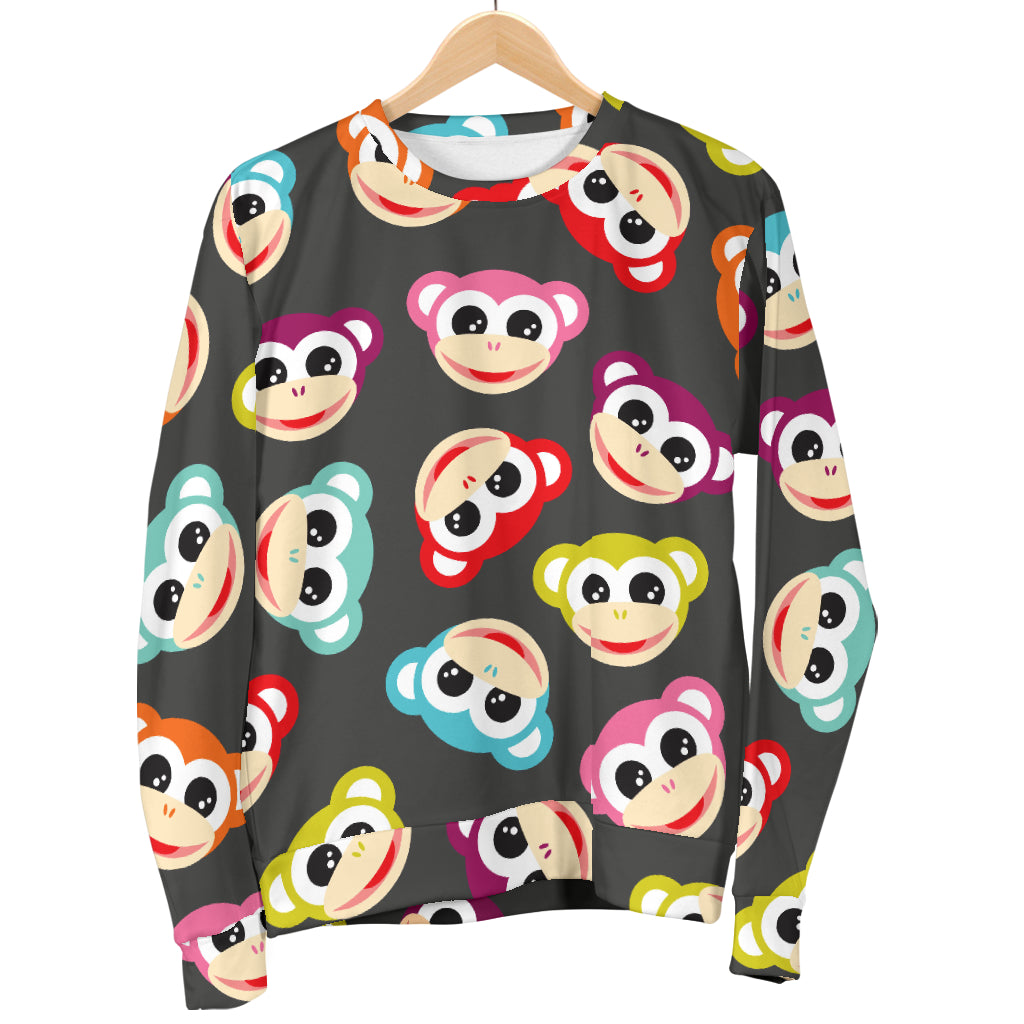 Monkey Head Design Themed Print Women Long Sleeve Sweatshirt