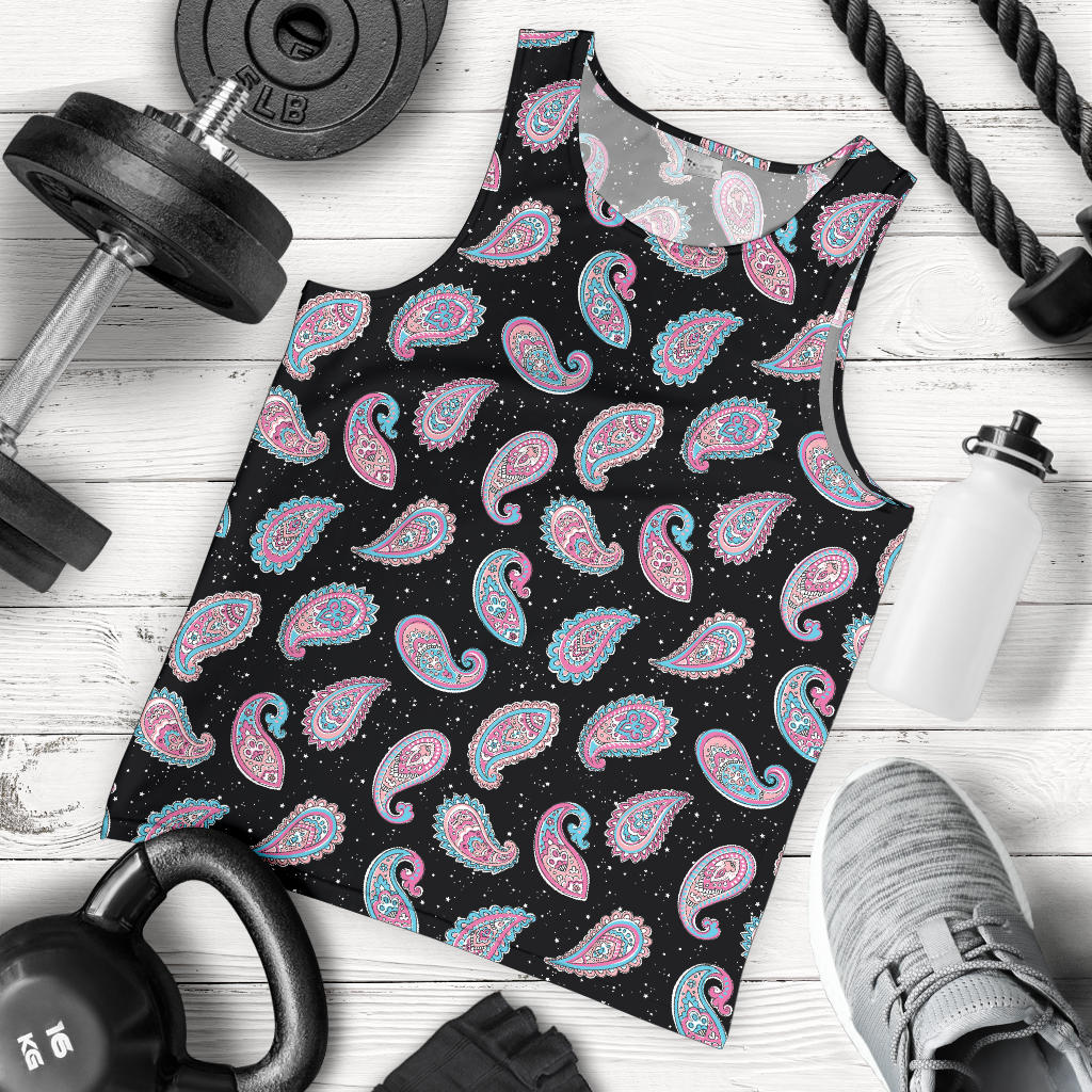 Paisley Pink Design Mandala Print Men Tank Top