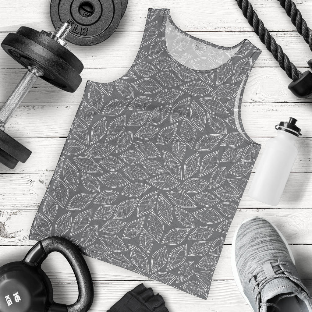 Elm Leave Grey Print Pattern Men Tank Top