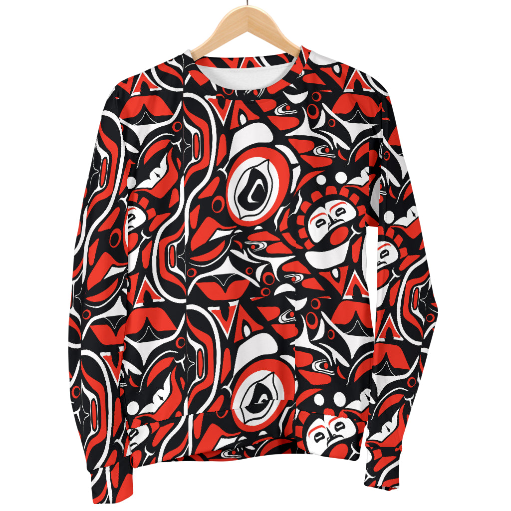 Native North American Themed Print Men Long Sleeve Sweatshirt