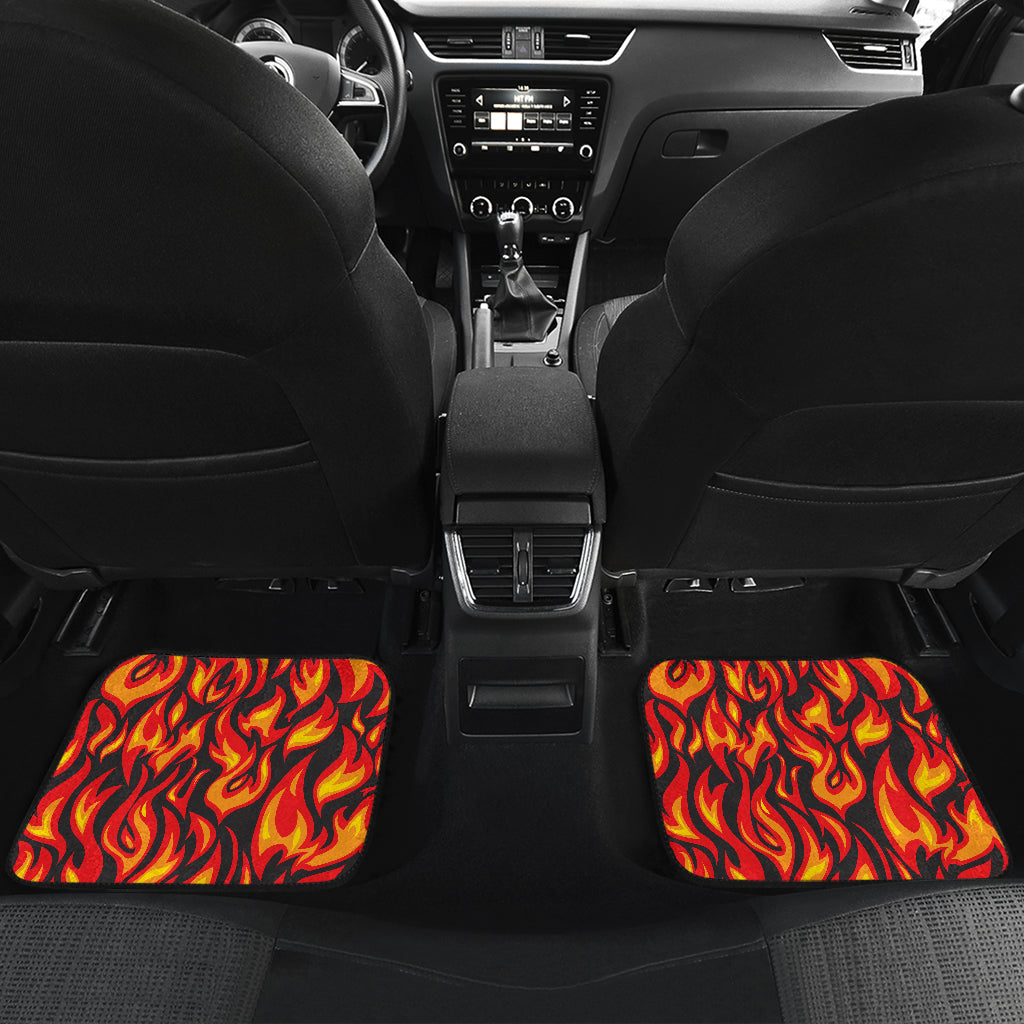Flame Fire Print Pattern Car Floor Mats Front Back