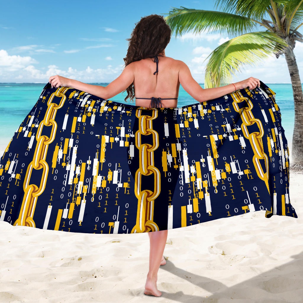 Cryptocurrency Chain Pattern Print Design 03 Sarong Pareo Wrap