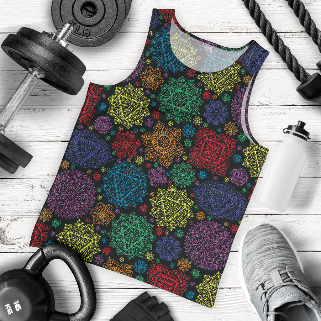 Chakra Mandala Print Pattern Men Tank Top