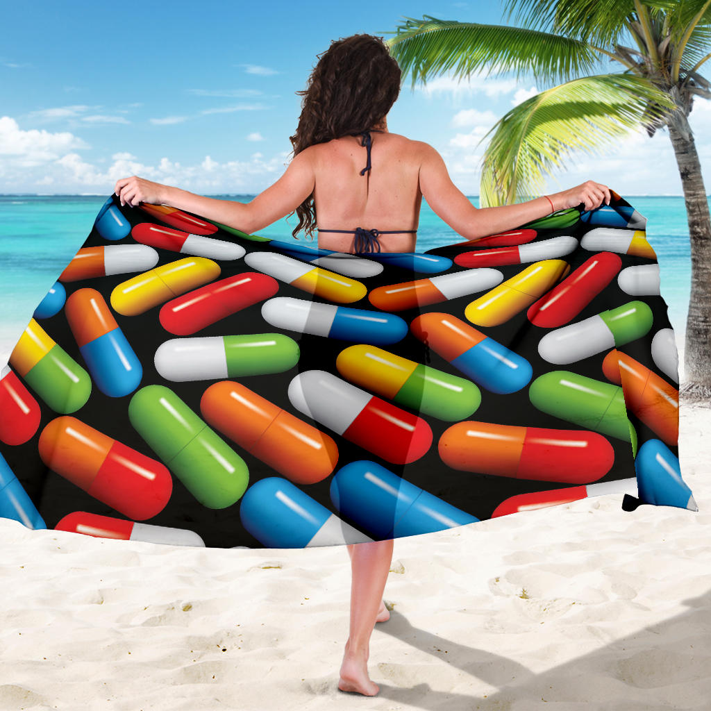 Pill Pattern Print Design A02 Sarong Pareo Wrap