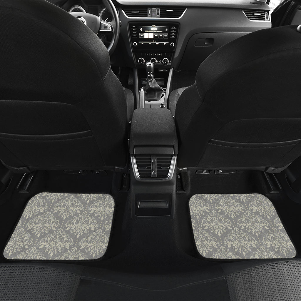 Damask Grey Elegant Print Pattern Car Floor Mats Front Back