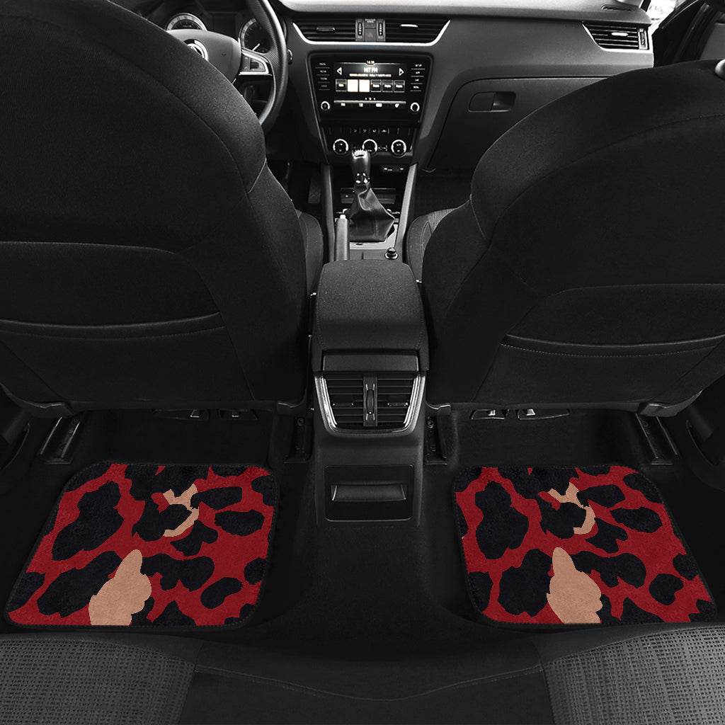 Cheetah Red Print Pattern Car Floor Mats Front Back