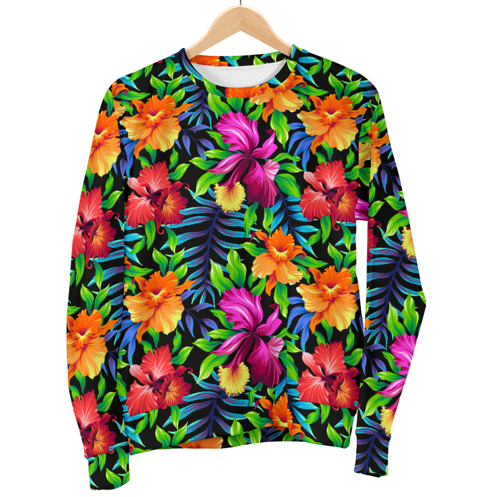 Tropical Folower Colorful Print Women Long Sleeve Sweatshirt
