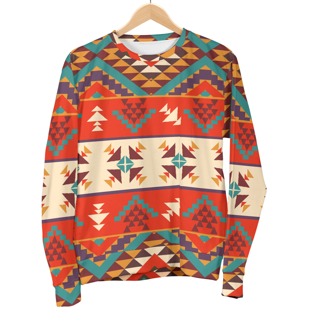 Aztec Red Print Pattern Men Long Sleeve Sweatshirt