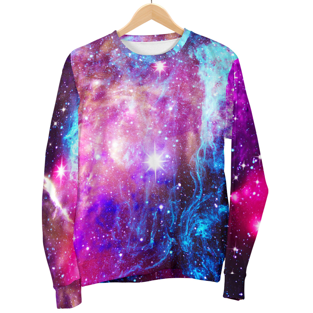 Galaxy Night Purple Space Print Men Long Sleeve Sweatshirt