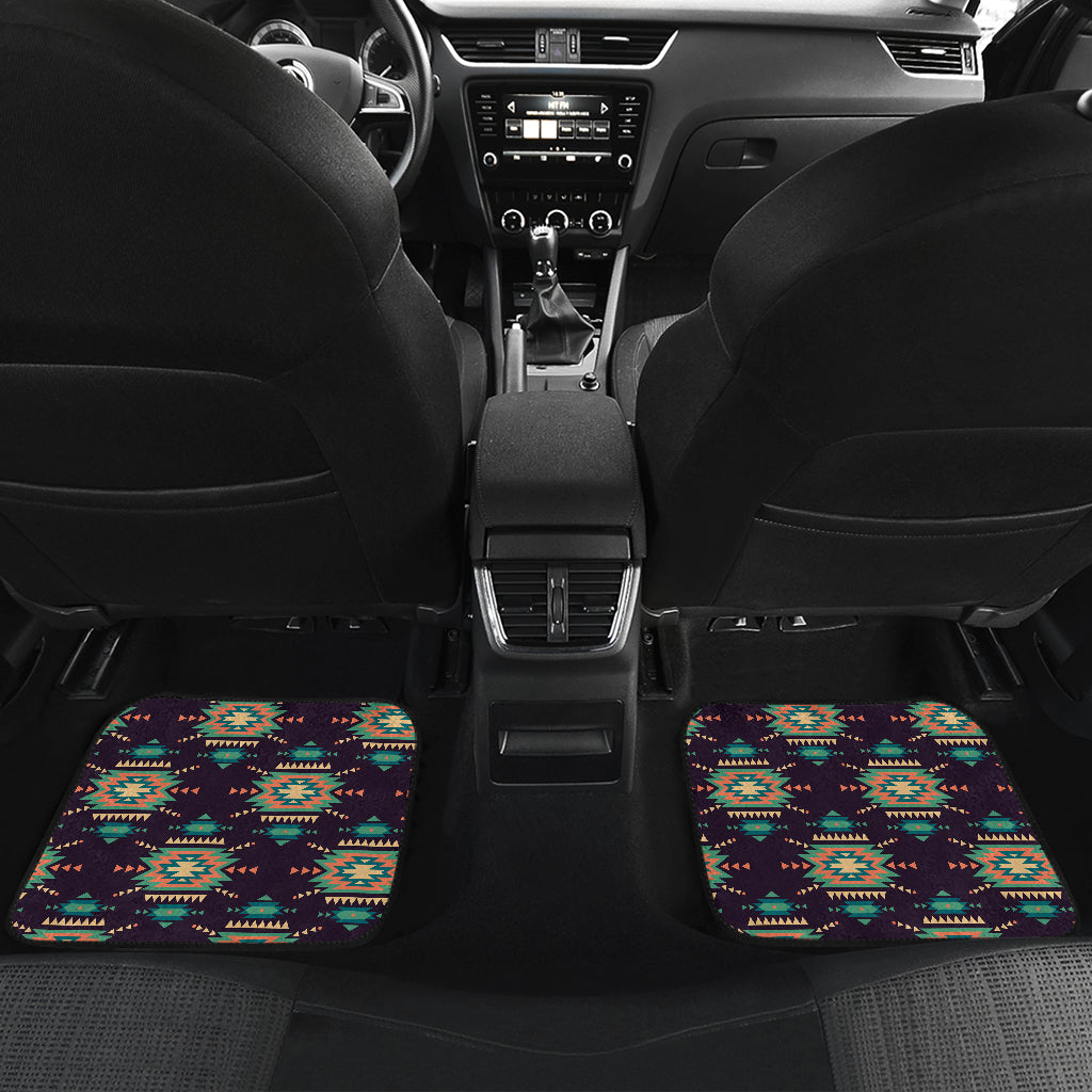 Navajo Geometric Style Print Pattern Car Floor Mats Front Back