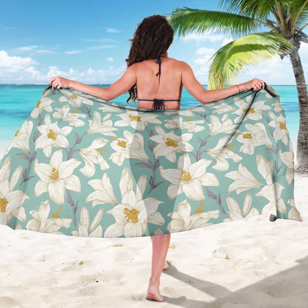 Lily Pattern Print Design 02 Sarong Pareo Wrap