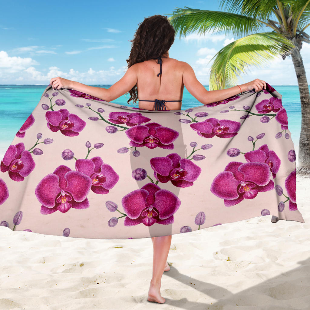 Orchid Pattern Print Design A02 Sarong Pareo Wrap