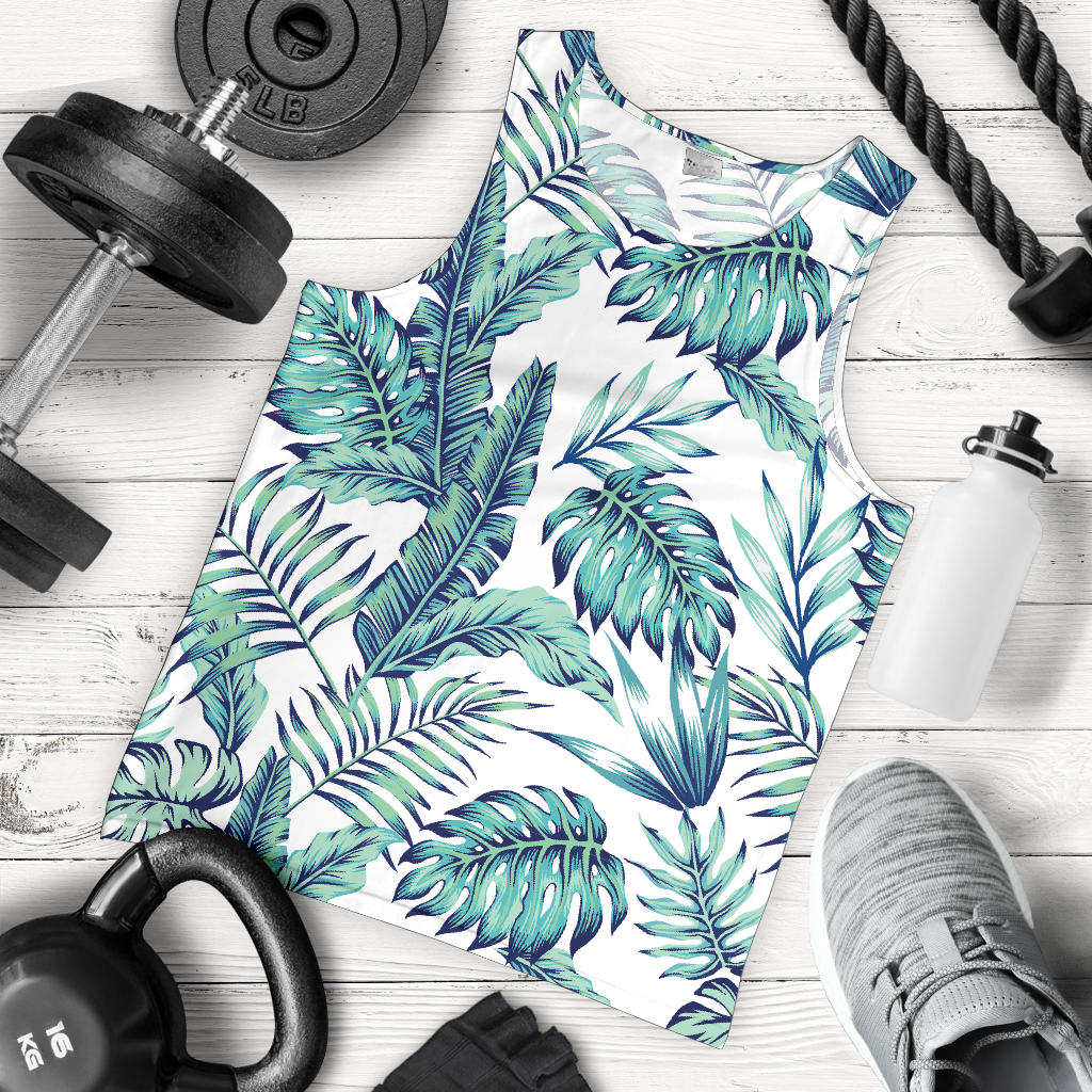 Pattern Tropical Palm Leaves Men Tank Top