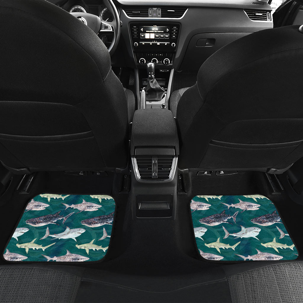 Shark Style Print Car Floor Mats Front Back