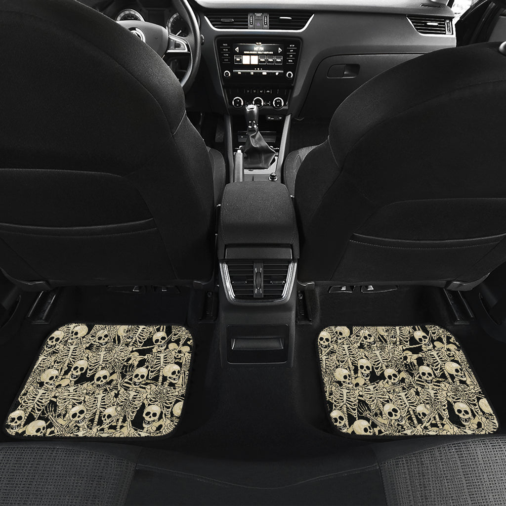 Skeleton Design Print Car Floor Mats Front Back