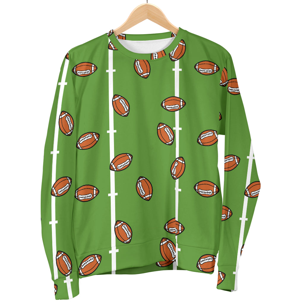 American Football on Field Themed Print Men Long Sleeve Sweatshirt