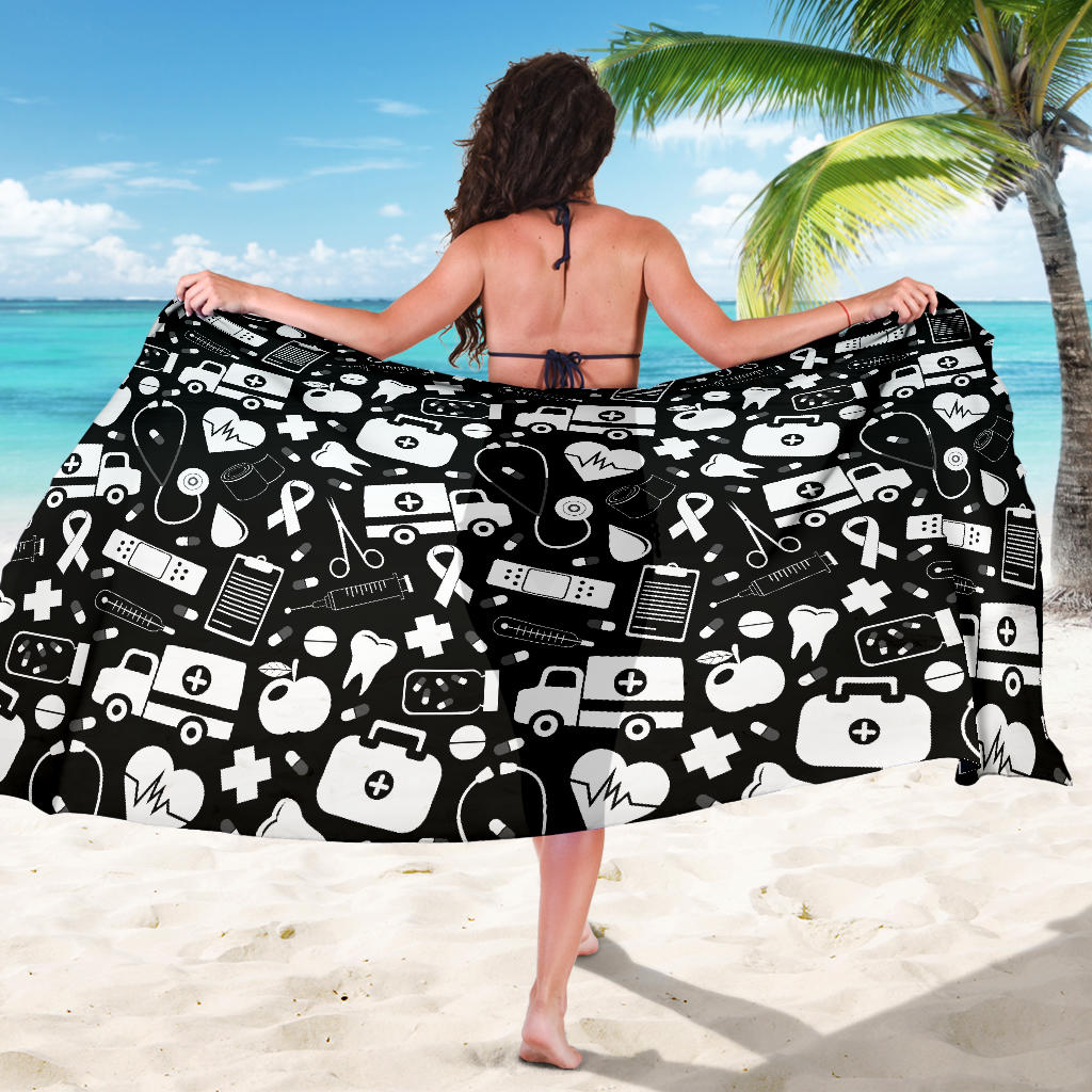 Medical Pattern Print Design 01 Sarong Pareo Wrap