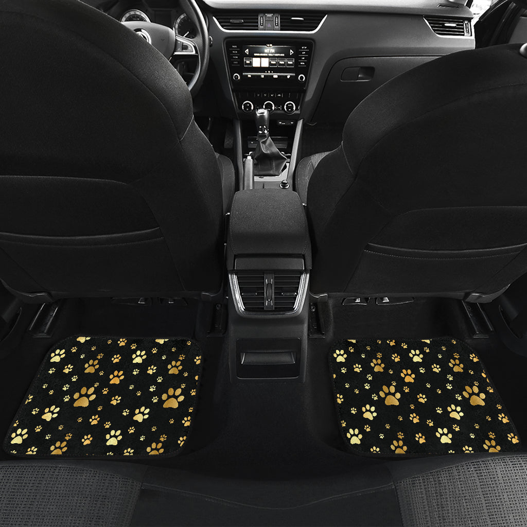 Paw Gold Print Car Floor Mats Front Back