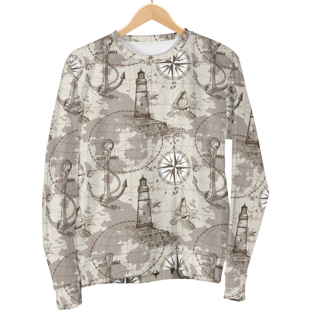 Nautical Map Design Themed Print Women Long Sleeve Sweatshirt