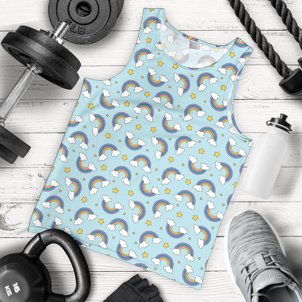 Rainbow Cloud Print Pattern Men Tank Top