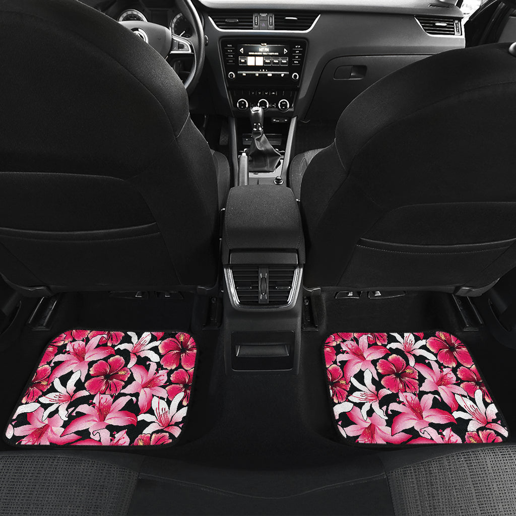 Flower Hawaiian Pink Red Hibiscus Print Car Floor Mats Front Back