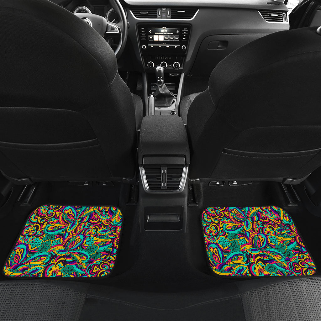 Psychedelic Trippy Floral Design Car Floor Mats Front Back