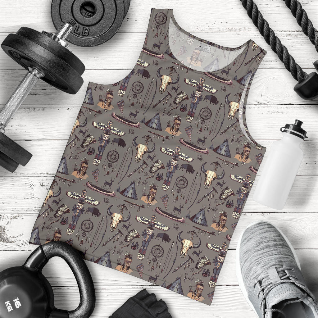 Native Indian life Design Print Men Tank Top