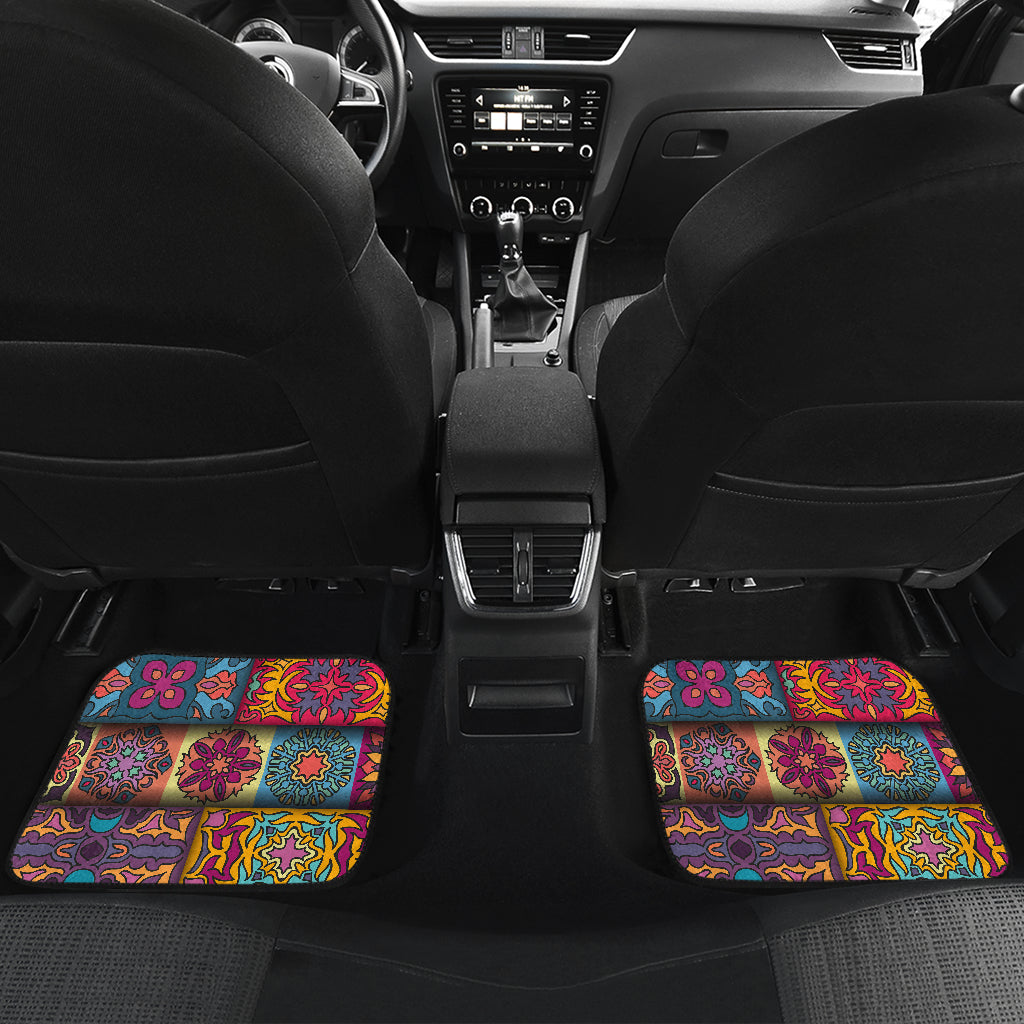 Mandala Style Design Print Car Floor Mats Front Back