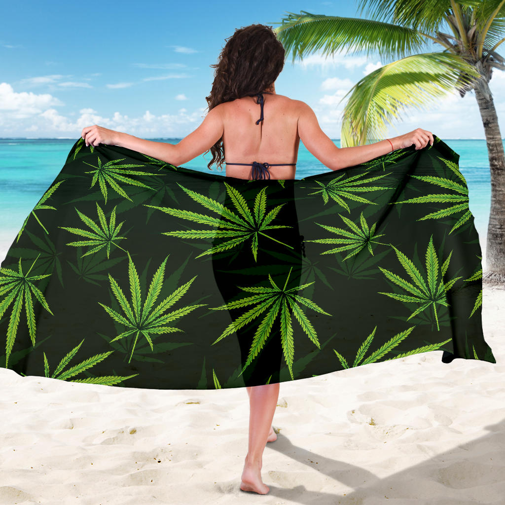 Pot Leaf Pattern Print Design A03 Sarong Pareo Wrap