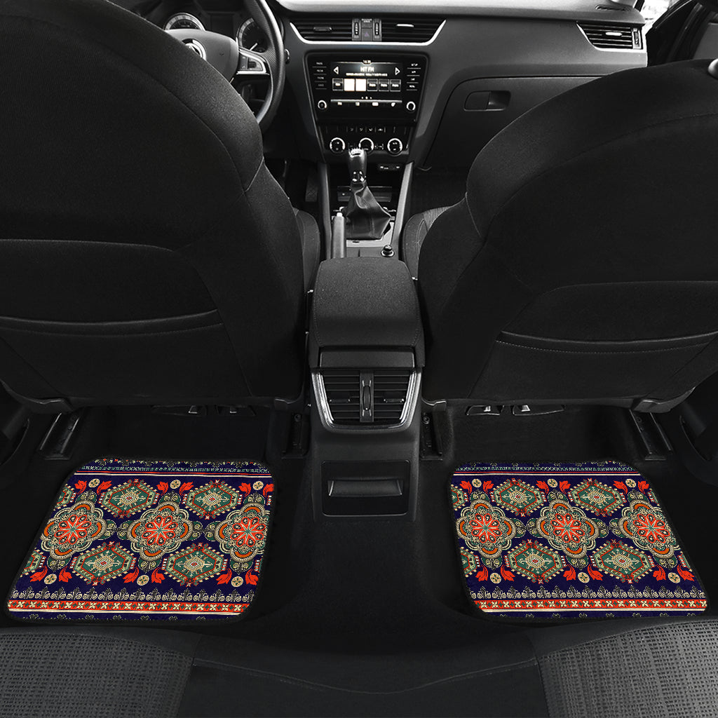Ethnic Geometric Print Pattern Car Floor Mats Front Back