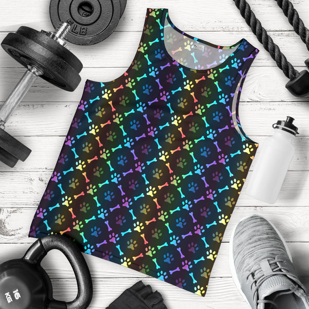 Paw Rainbow Print Men Tank Top