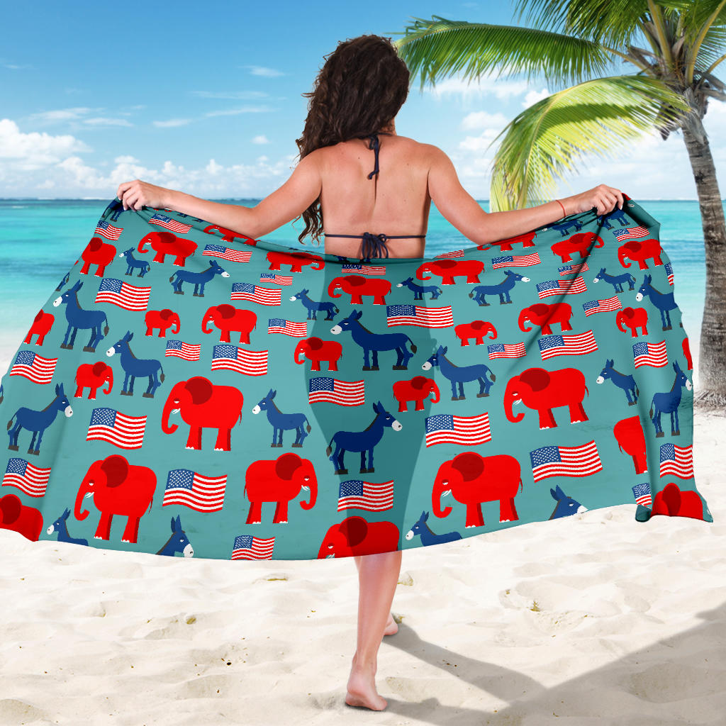 Donkey Red Elephant Pattern Print Design 03 Sarong Pareo Wrap