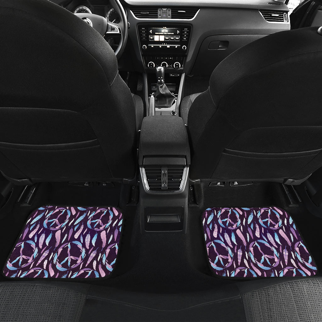 Peace Sign Feather Design Print Car Floor Mats Front Back
